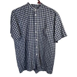 Vintage‎ Cool Blues Mens Size Large Gingham Plaid Shirt Linen Blend Casual Top